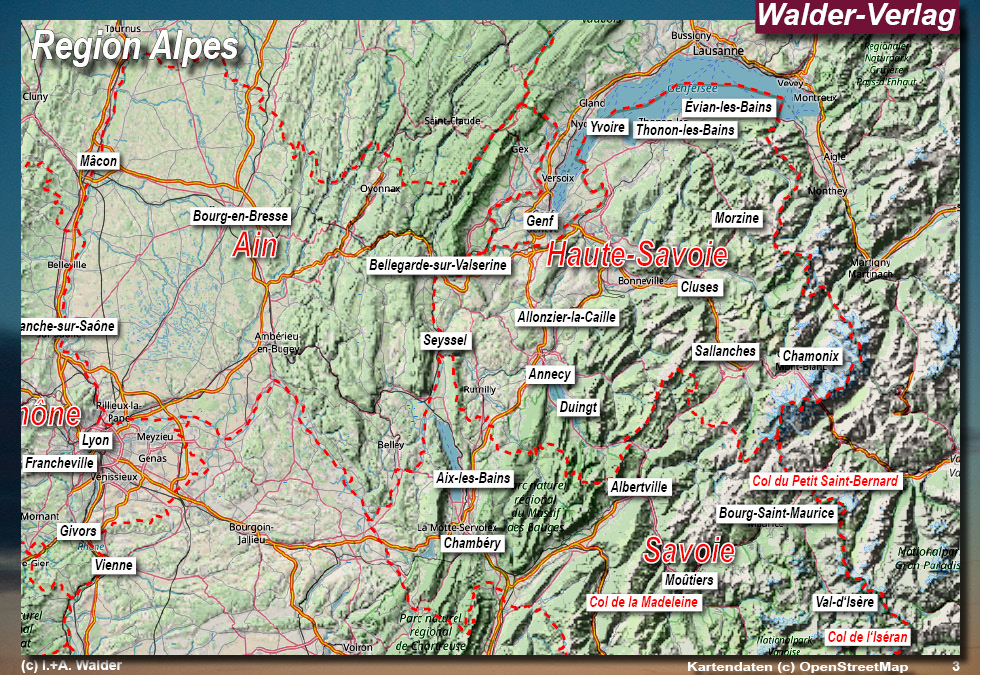 Reiseführer 'Sehenswertes in der Region Rhône-Alpes - Karte 2 