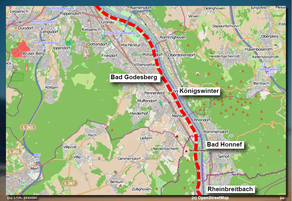 Walder-Verlag Reisetipps-Europa Karte Reiseführer Radtour - von Remagen nach Bonn