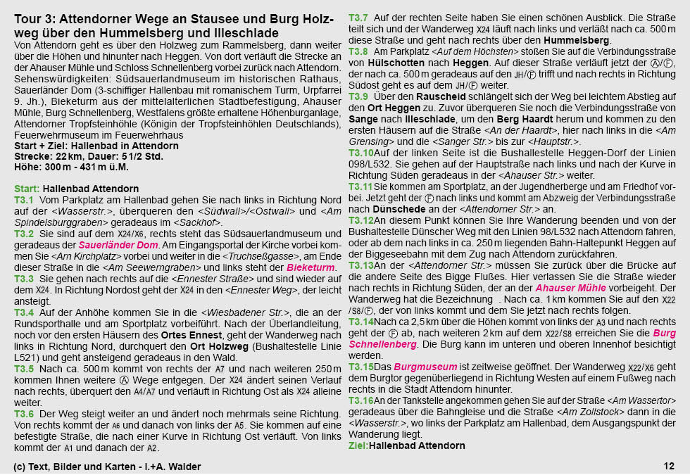 Reiseführer Wander-Tour 3 - Attendorner Wege an Stausee und Burg - Holzweg über den Hummelsberg und Illeschlade