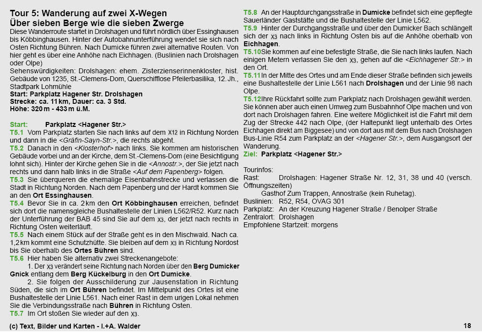 Reiseführer Wander-Tour 5 - Wanderung auf zwei X-Wegen - über sieben Berge wie die sieben Zwerge