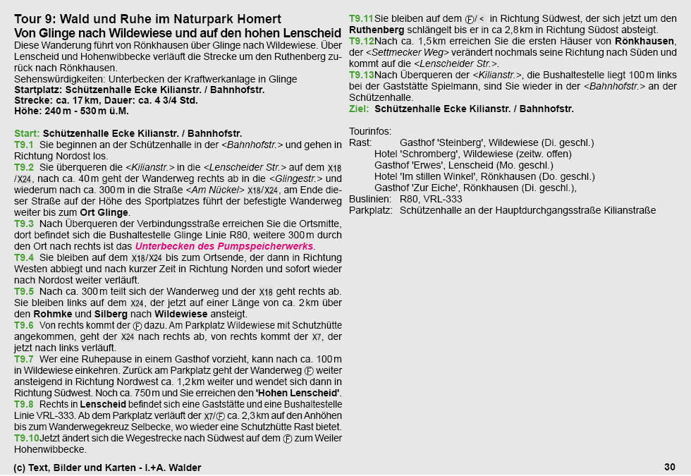 Reiseführer Wander-Tour 9 - Wald und Ruhe im Naturpark Homert - Von Glinge auf den hohen Lenscheid