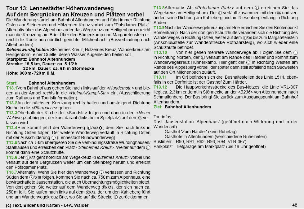 Reiseführer Wander-Tour 13 - Lennestädter Höhenwanderweg - Auf dem Bergrücken an Kreuzen und Plätzen vorbei 