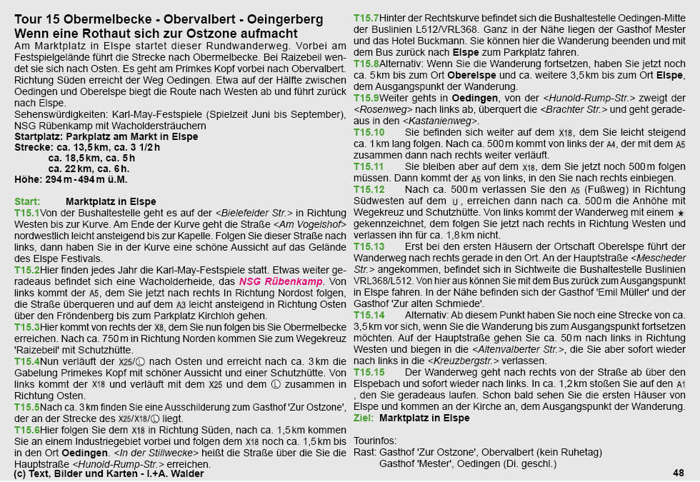 Reiseführer Wander-Tour 15 - Obermelbecke - Obervalbert - Oeingerberg - Wenn eine Rothaut sich zur Ostzone aufmacht 