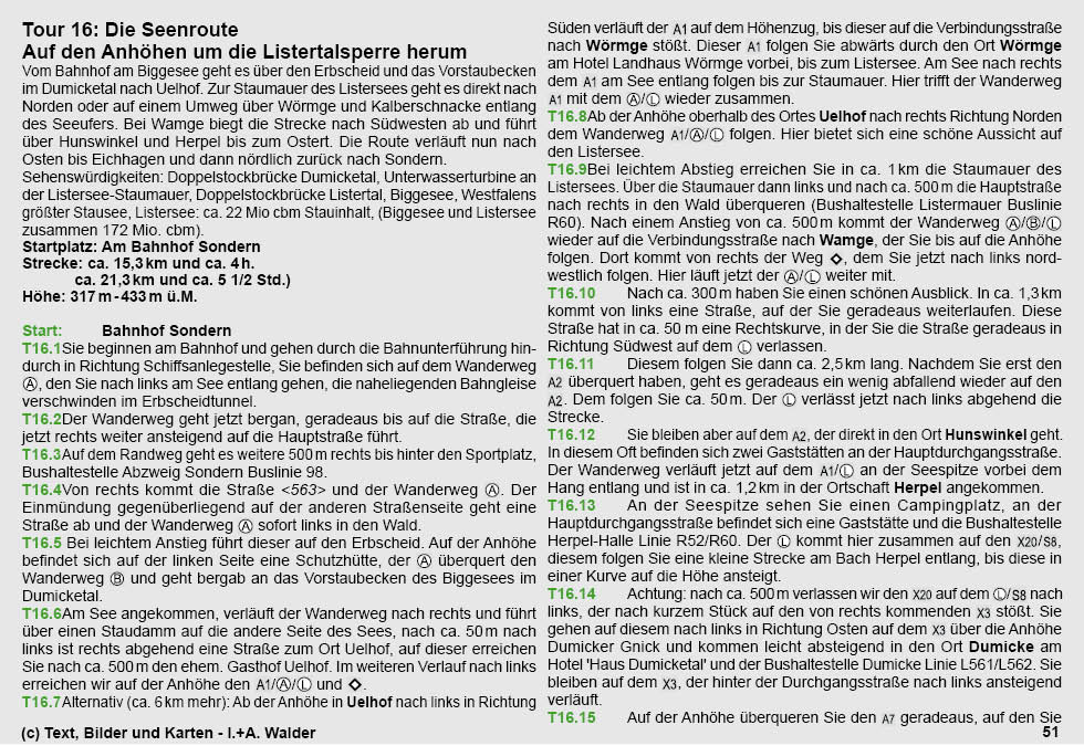 Reiseführer Wander-Tour 16 - Die Seenroute - Auf den Anhöhen um die Listertalsperre herum