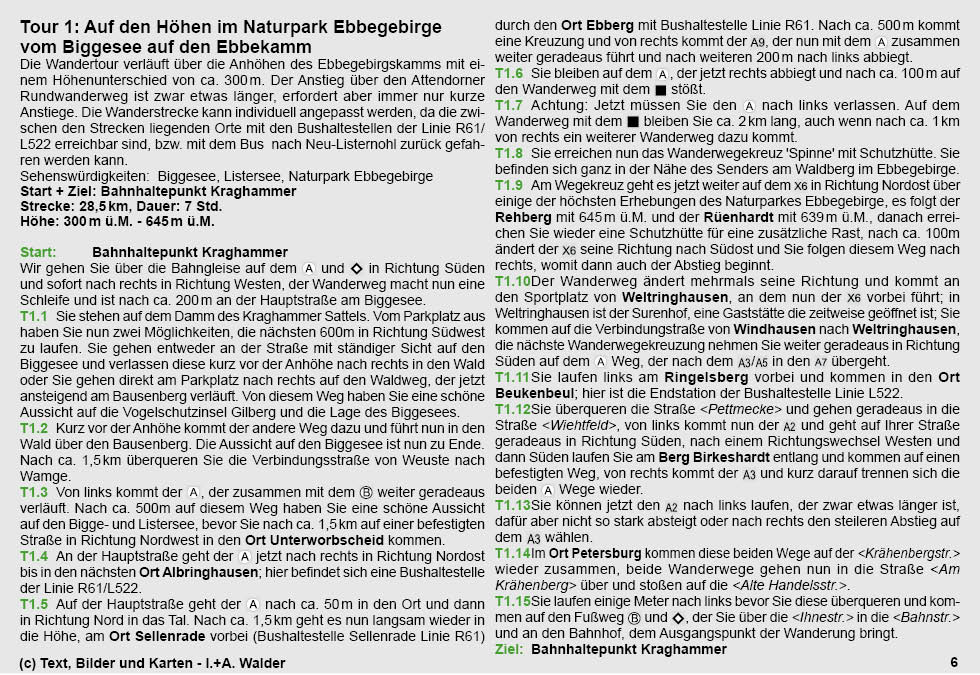 Reiseführer Wander-Tour 1 - Auf den Höhen im Naturpark Ebbegebirge - vom Biggesee auf den Ebbekamm