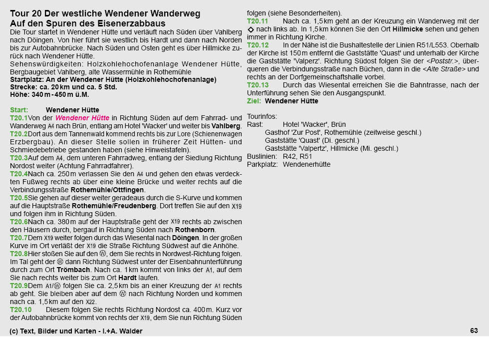 Reiseführer Wander-Tour 20 - Der westliche Wendener Wanderweg - Auf den Spuren des Eisenerzabbaus 