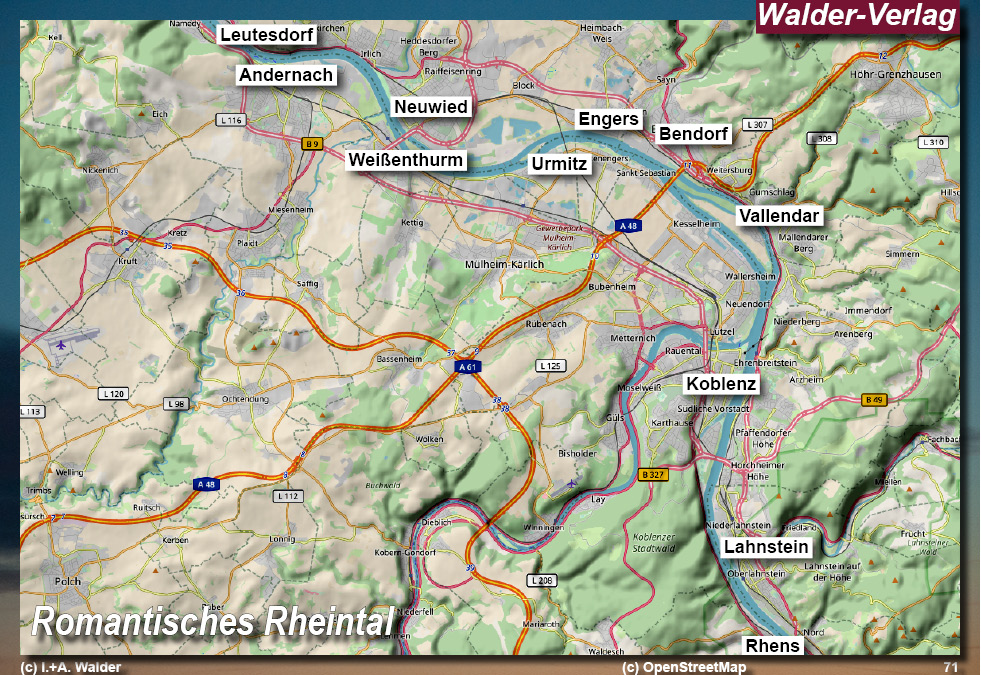 Walder-Verlag Reisetipps-Europa Karte Reiseführer Koblenz - Romantisches Rheintal