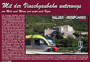 Reiseführer Vinschgaubahn von Mals nach Meran und Bozen