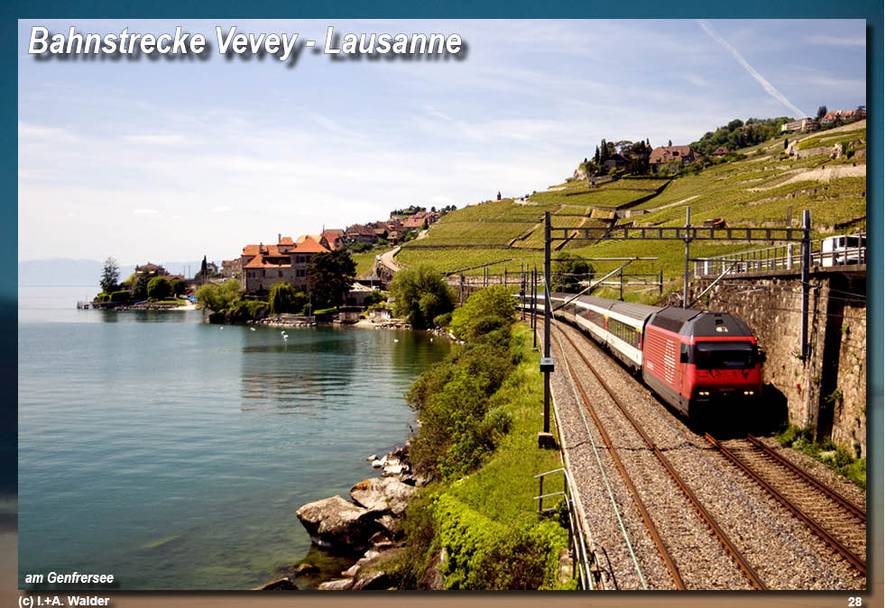 Bahnstrecke GoldenPass-Line von Zürich über Luzern, Interlaken, Spiez, Gstaad und Montreux nach Genf 