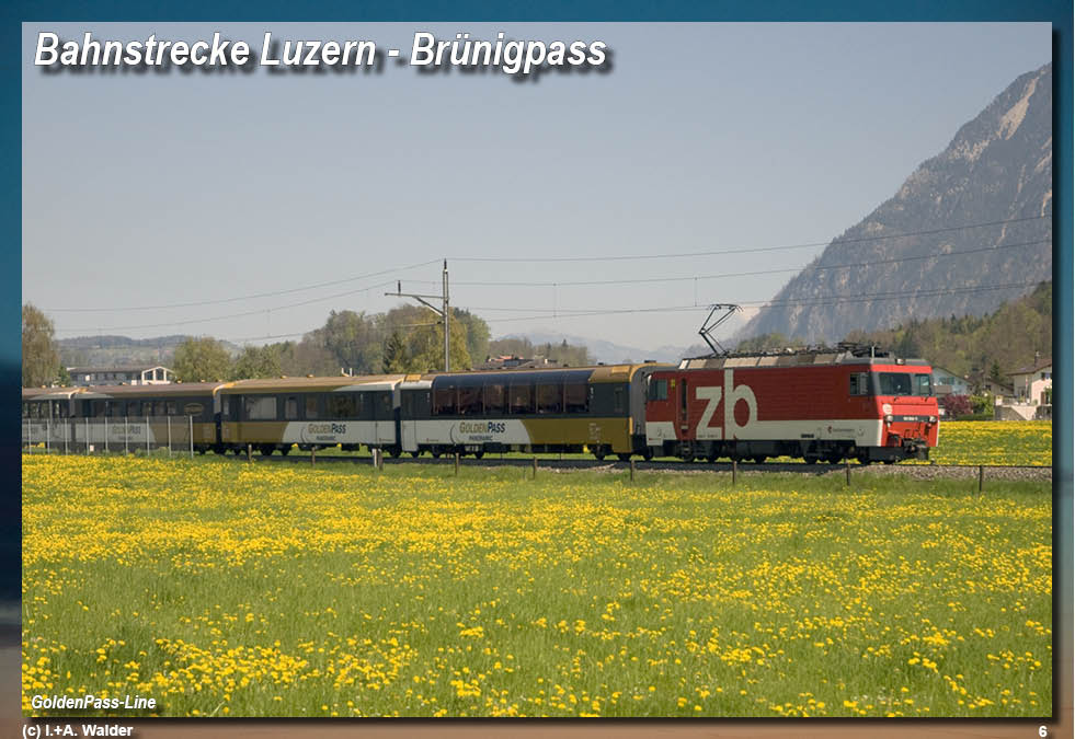 Bahnstrecke GoldenPass-Line von Zürich über Luzern, Interlaken, Spiez, Gstaad und Montreux nach Genf 
