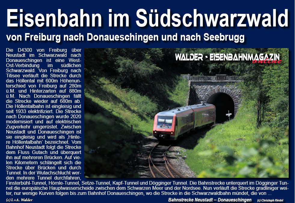 Eisenbahnmagazin Höllentalbahn, Drei Seenbahn, Freiburg - Donaueschingen