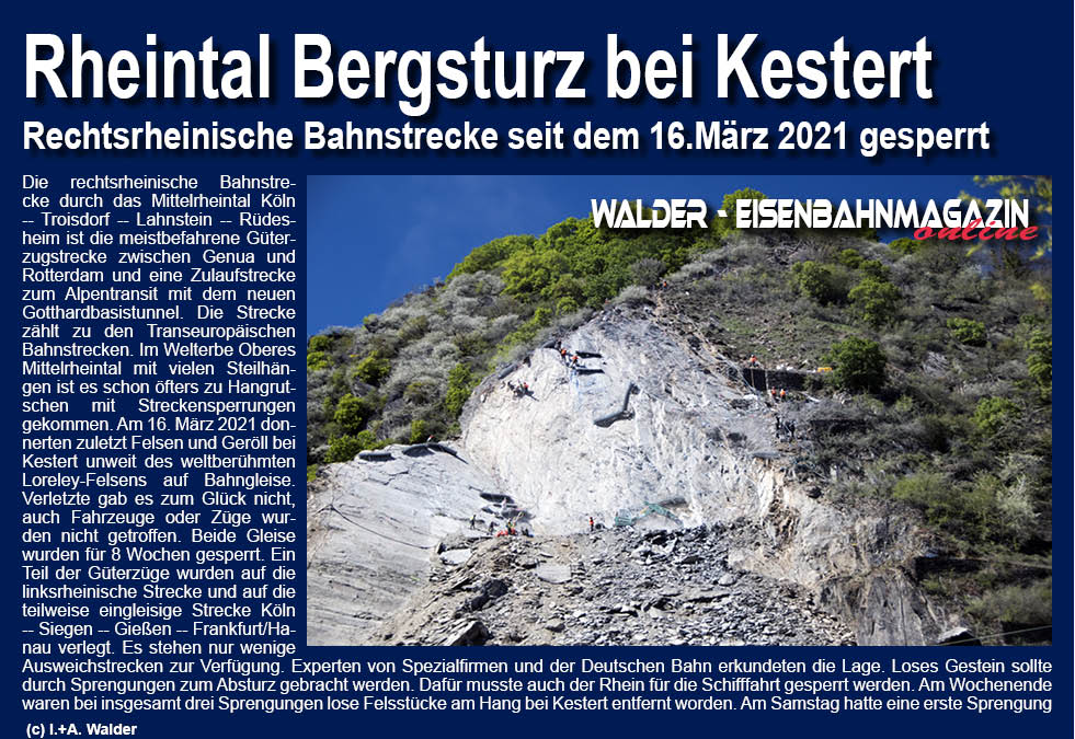 Eisenbahnmagazin Rheintal Bergsturz bei Kestert am 16. März 2021