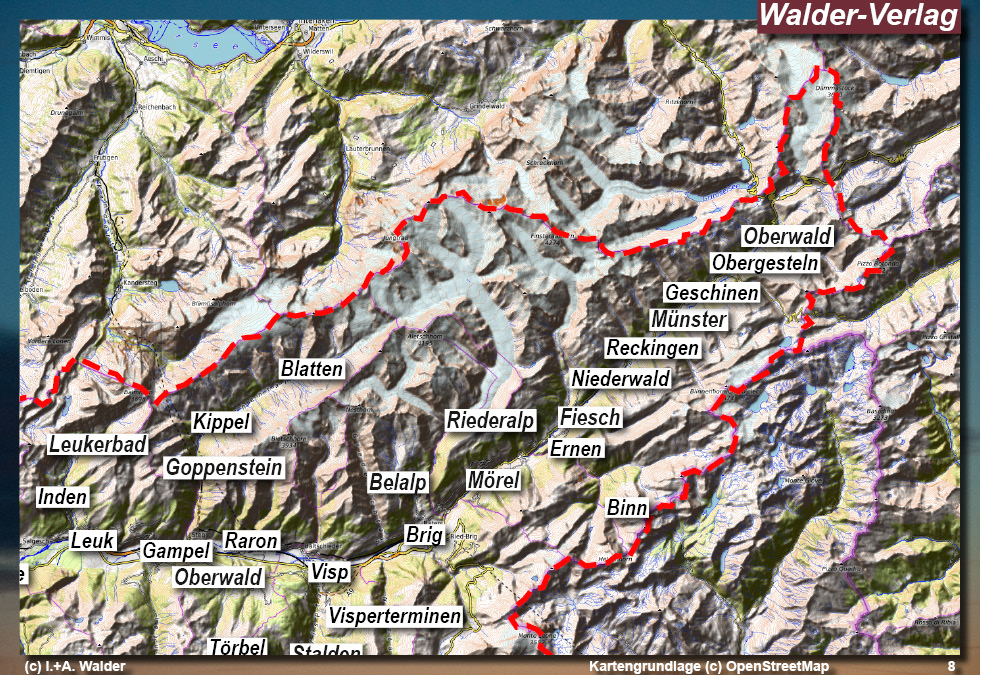 Karte Kanton Wallis - Schweiz