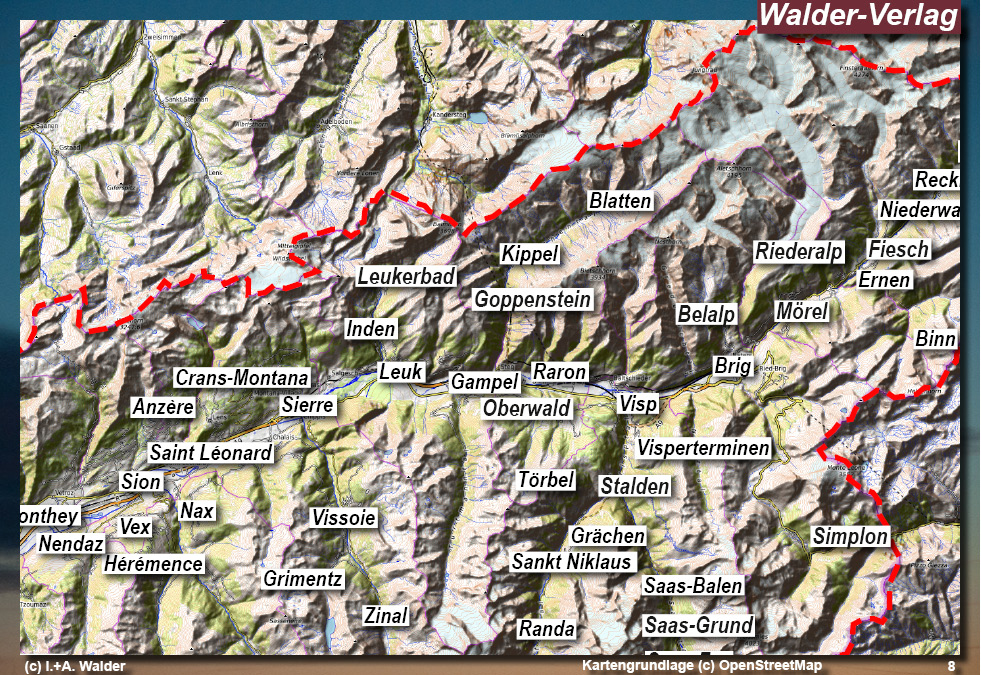 Karte Kanton Wallis - Schweiz