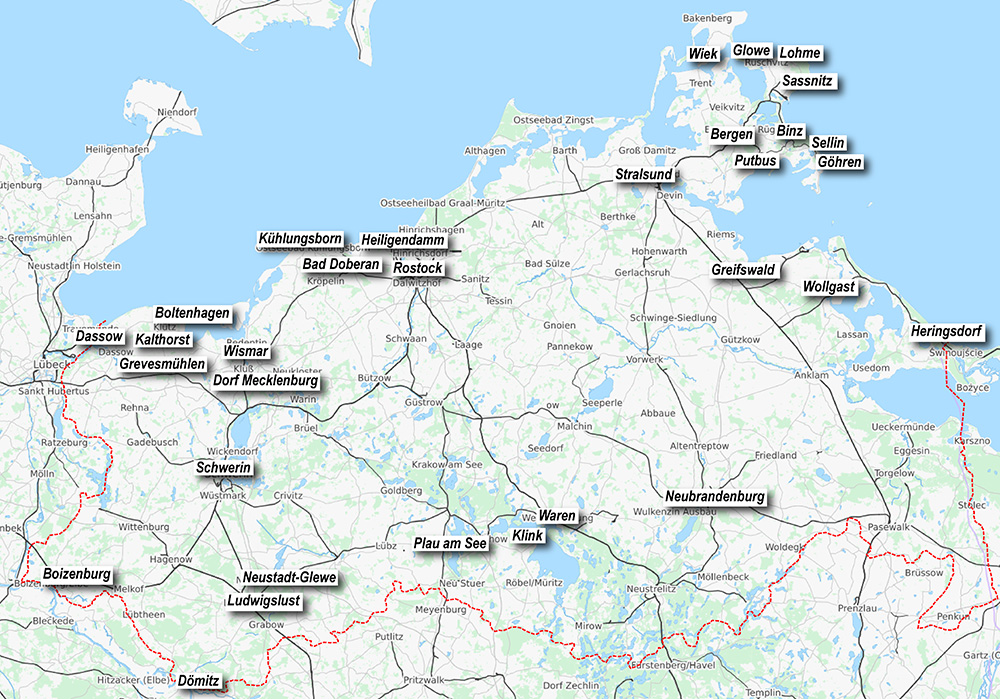 Walder-Verlag Reisetipps-Europa Übersichtskarte Mecklenburg-Vorpommern - (c) OpenStreetMap