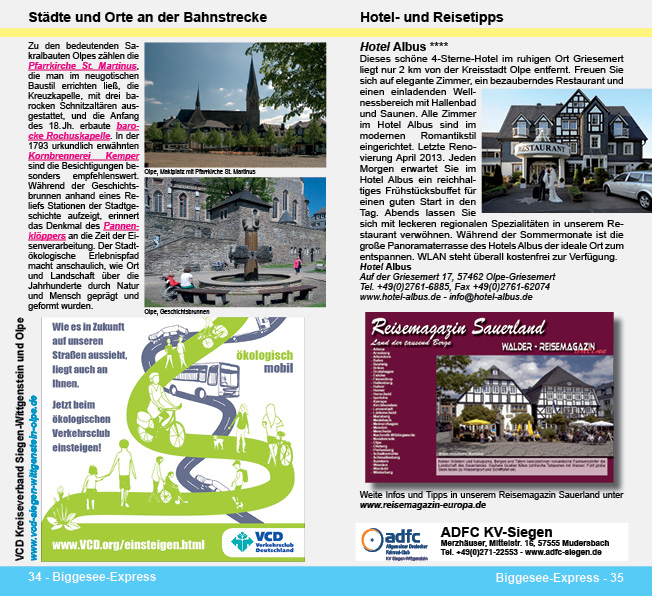 Radtouren Wandertouren Biggesee Biggeseehbahn