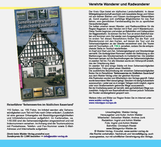 Radtouren Wandertouren Biggesee Biggeseehbahn