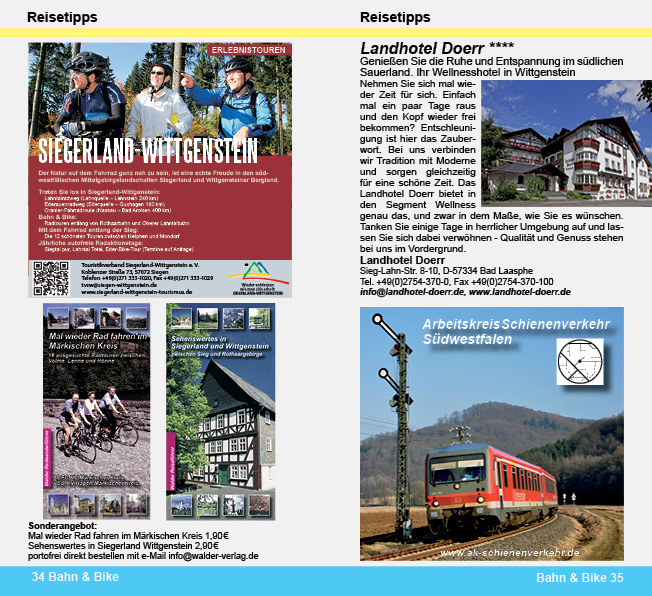 Radtour Wandertour Rothaarbahn und Obere Lahntalbahn