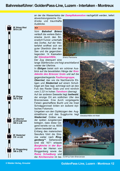 Walder-Verlag Reisetipps-Europa Bahnreisef&uuml;hrer: GoldenPass-Line