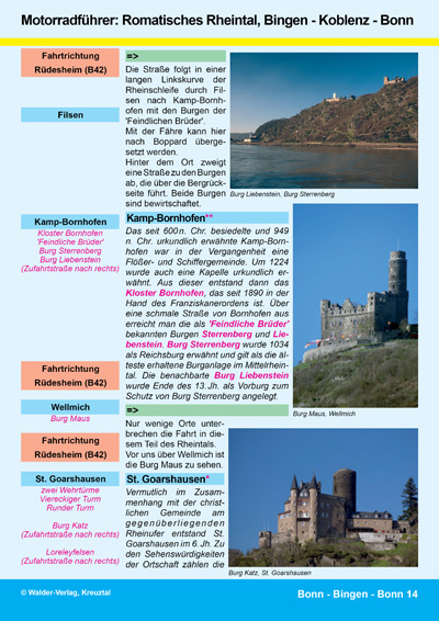 Walder-Verlag Reisetipps-Europa Motorradtour durch Romantische Rheintal