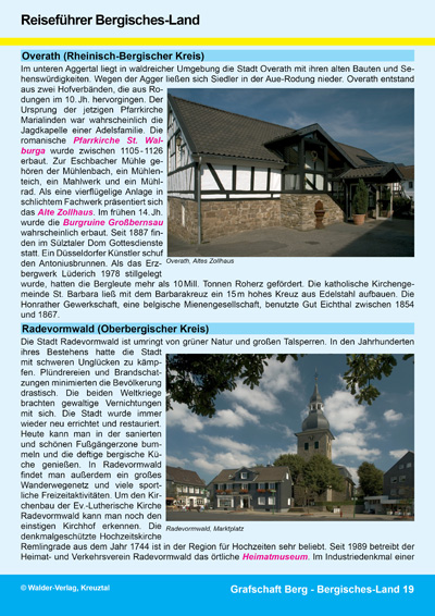 Walder-Verlag Reisetipps-Europa Reisef&uuml;hrer Bergisches Land